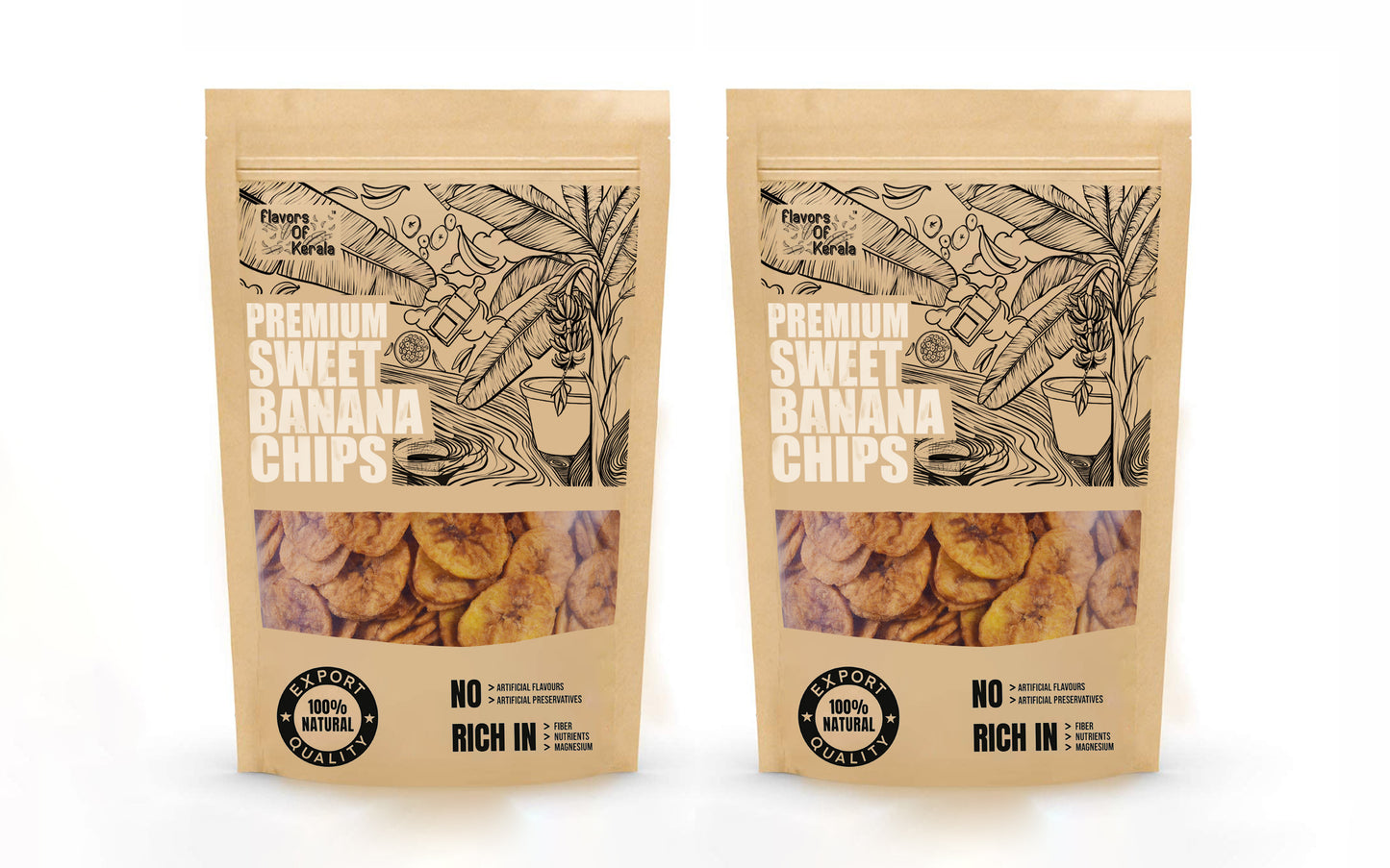 FLAVORS OF KERALA (FOK) Sweet Banana Chips In Coconut Oil, Naturally Sweet, No added Sugar