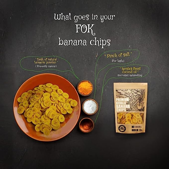 FOK Premium Kerala Banana Chips Wafers In Coconut Oil