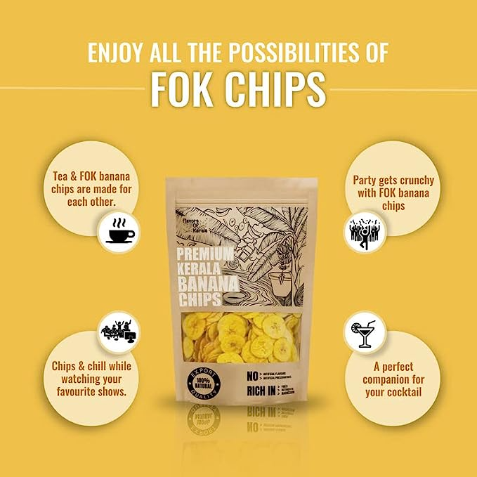 FOK Premium Kerala Banana Chips Wafers In Coconut Oil