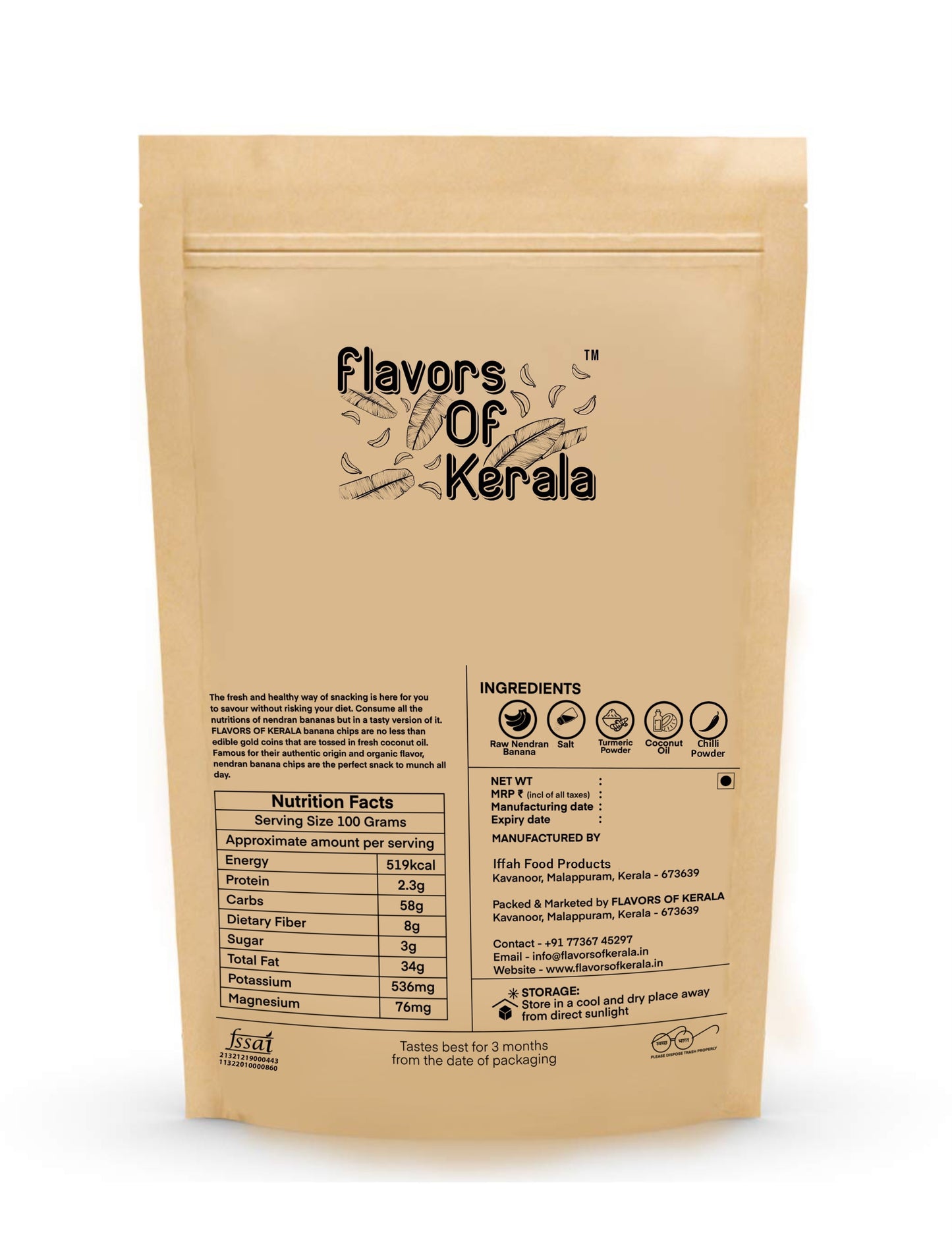 FLAVORS OF KERALA | Premium Kerala Spicy Banana Chips in Coconut Oil | Crispy, Thin-Cut, Preservative-Free Wafers